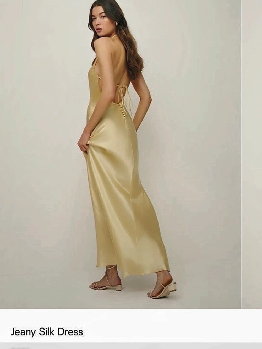 Reformation Jeany Silk Dress Gold Maxi Dress Size XS
